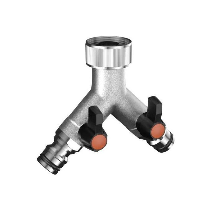 Claber Presa Rubinetto a 2 Vie Regolabili Presa 3-4'' 20-27mm Ottone Cromato Metal-Jet
