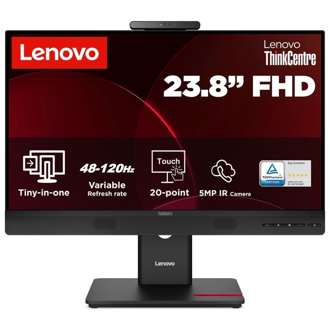 Lenovo 13LBGAT6EU ThinkCentre TIO24 Gen6 Monitor Touch 23.8'' Full HD IPS 1920x1080 Hz 120 USB Hub HDMI DisplayPort Altoparlanti Integrati Microfono Fotocamera colore Nero