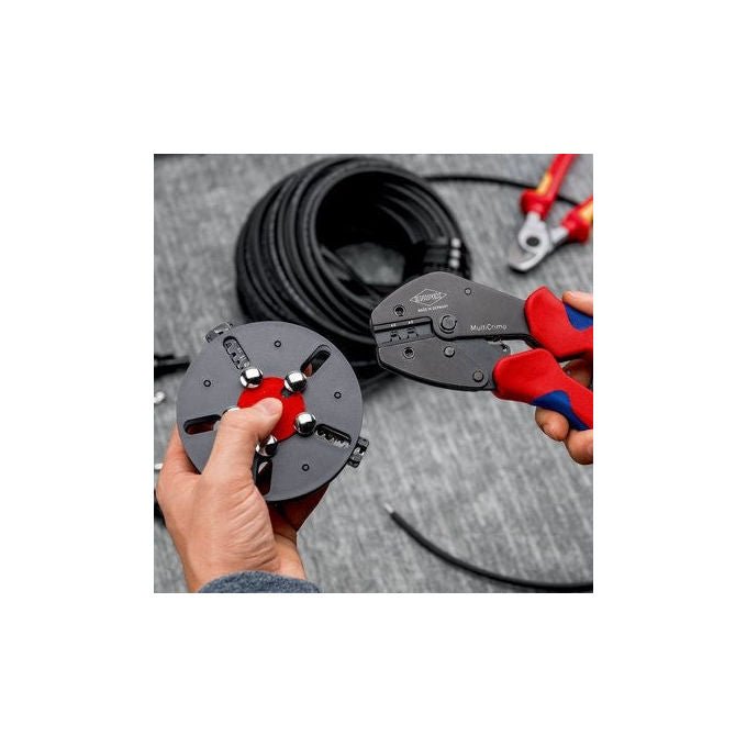 Knipex 973303 MultiCrimp Crimpzange Wechselmagazin 0,25 - 6,0 mm² 24 - 10 AWG brünierter Stahl 250 mm Farbe Silber