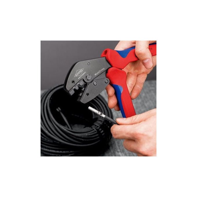 Knipex 973303 MultiCrimp Crimpzange Wechselmagazin 0,25 - 6,0 mm² 24 - 10 AWG brünierter Stahl 250 mm Farbe Silber