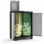 Keter 9735000 Split Premium Armadio per Raccolta Differenziata 2 Vani Piedini Regolabili Chiusura a Lucchetto 68x39x92 cm colore Grigio