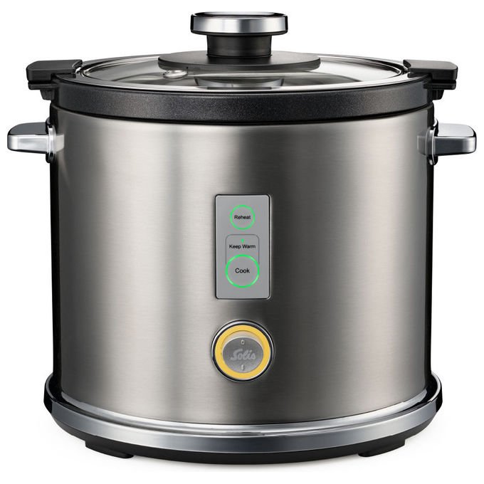 Solis 979.09 Cuoci Riso 1,2 L 650 W Touch con Funzione Mantieni Caldo Coperchio in Vetro Acciaio Inox colore Grigio