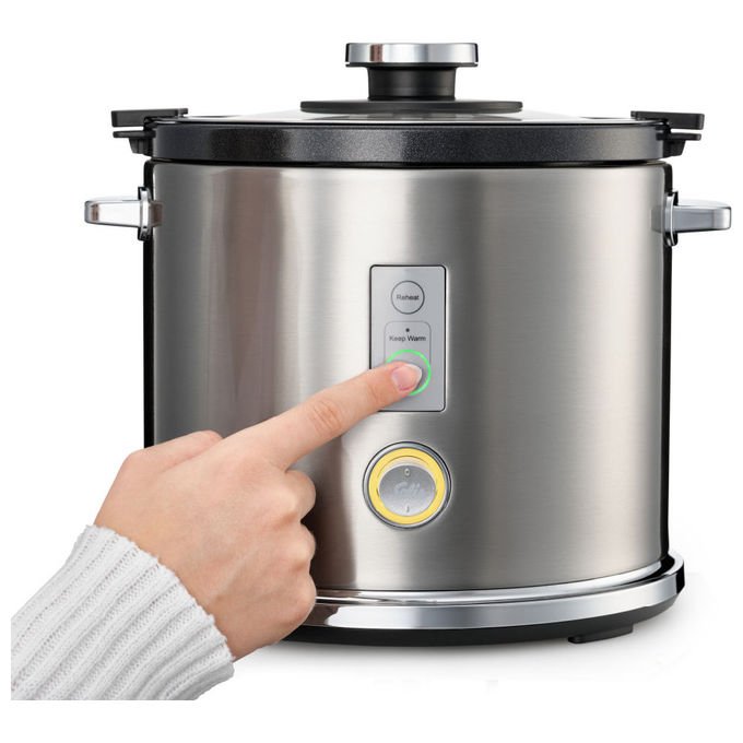 Solis 979.09 Cuoci Riso 1,2 L 650 W Touch con Funzione Mantieni Caldo Coperchio in Vetro Acciaio Inox colore Grigio