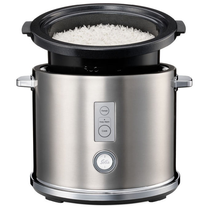Solis 979.09 Cuoci Riso 1,2 L 650 W Touch con Funzione Mantieni Caldo Coperchio in Vetro Acciaio Inox colore Grigio