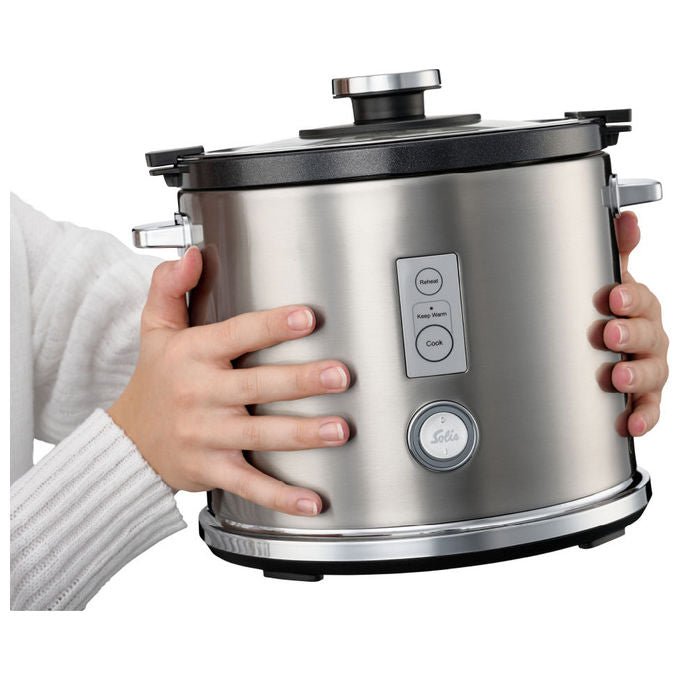 Solis 979.09 Cuoci Riso 1,2 L 650 W Touch con Funzione Mantieni Caldo Coperchio in Vetro Acciaio Inox colore Grigio
