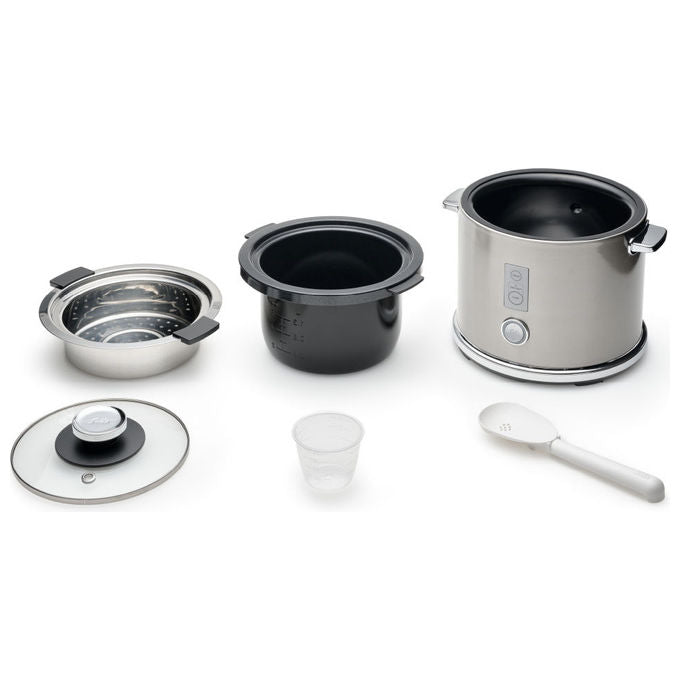 Solis 979.09 Cuoci Riso 1,2 L 650 W Touch con Funzione Mantieni Caldo Coperchio in Vetro Acciaio Inox colore Grigio