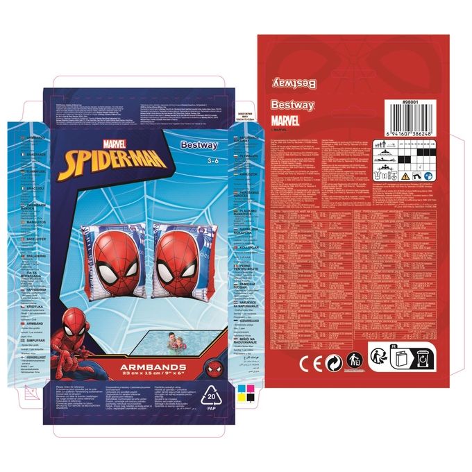 Bestway 98001 Braccioli Gonfiabili Spiderman per Bambini 3-6 Anni 23x15 cm PVC colore Multicolore