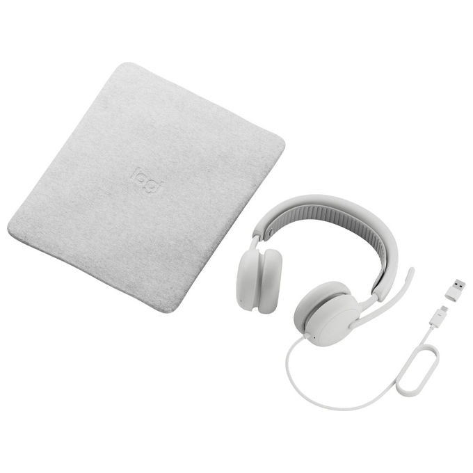 Logitech 981-001617 Zone Wired 2 for Business Cuffie con Cancellazione Attiva del Rumore ibrida adattativa Certificato Microsoft Teams USB-C con adattatore USB-A colore Bianco sporco