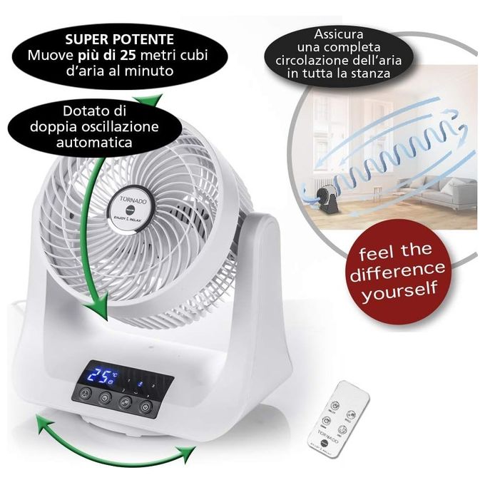 Macom ventilatore a doppia oscillazione automatica modello 993 per climatizzazione e comfort ottimale in ogni ambiente