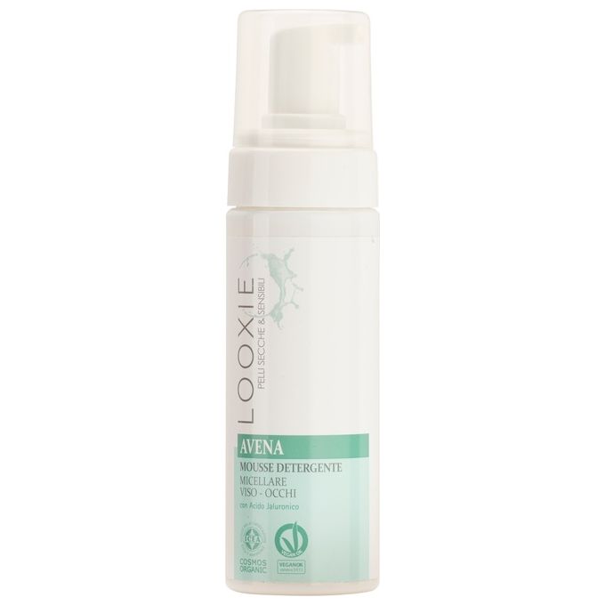 Looxie Mousse Detergente Micellare per Viso e Occhi all'Avena 200 Ml Per una Purificazione Delicata della Pelle