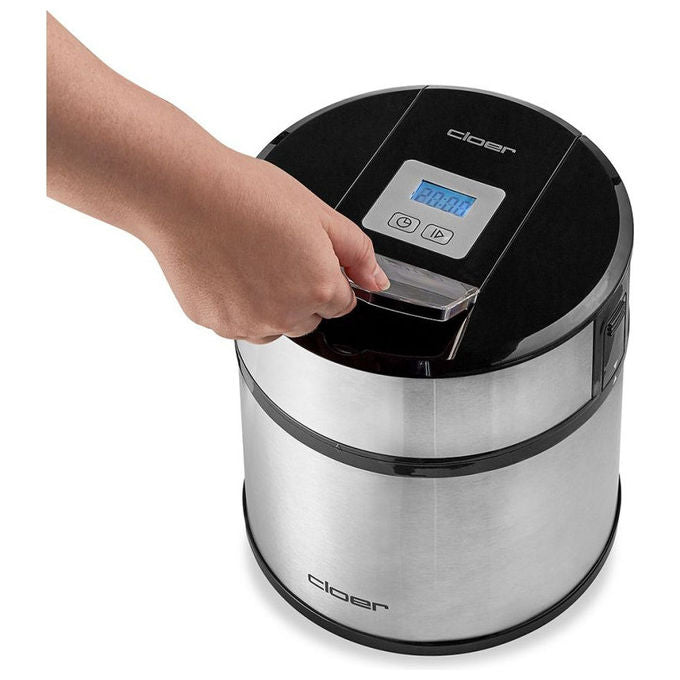 Cloer 9959 Gelatiera per Gelato e Sorbetto Capacita' 1,5 L Display LED Scocca in Metallo colore Argento