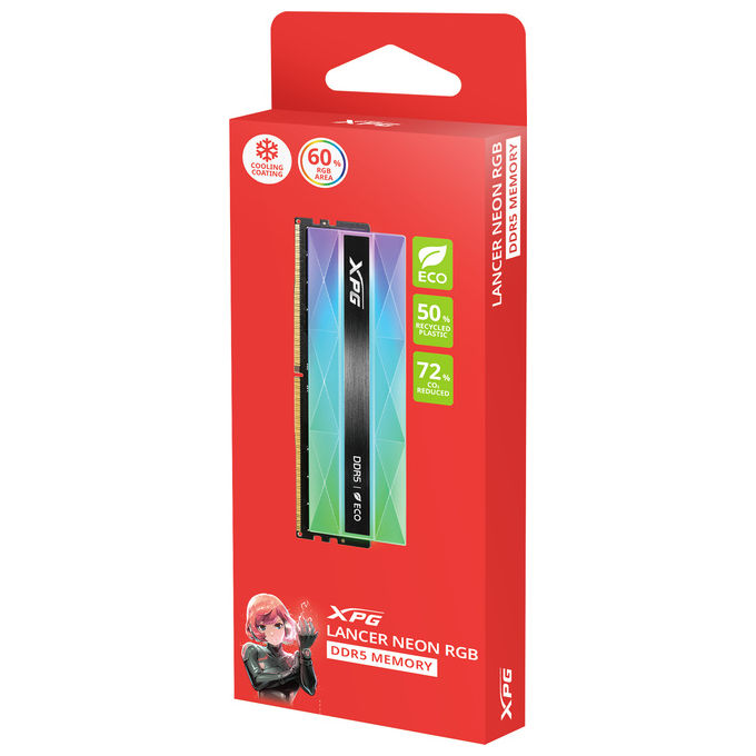 XPG AX5U6400C3216G-DCLANRSG LANCER NEON memoria 32 GB 2 x 16 GB DDR5 6400 MHz CL32 1.4 V colore Grigio