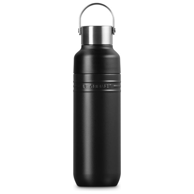 Le Creuset ONTHEGO500MB Borraccia Termica Doppia Parete Isolata 500 ml Apertura Stretta e Ampia Base Antiscivolo in Silicone colore Nero opaco