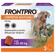 FRONTPRO 105682114 FRONTPRO Compresse Masticabili Antiparassitarie per Cani da 25 a 50 kg 3 compresse da 136 mg di Afoxolaner colore Nero