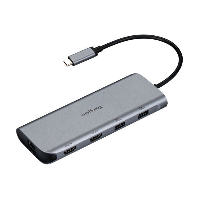 Targus DOCK427GL Docking Station USB-C Dual HDMI 4K 140W 10 Gbit-s 2x USB 3.2 Gen 2 Type-C 2x Type-A 1Gbps Ethernet colore Grigio