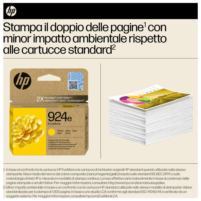 HP 4K0U9NE Cartuccia di inchiostro giallo originale 924e EvoMore Resa elevata 800 pagine colore Giallo