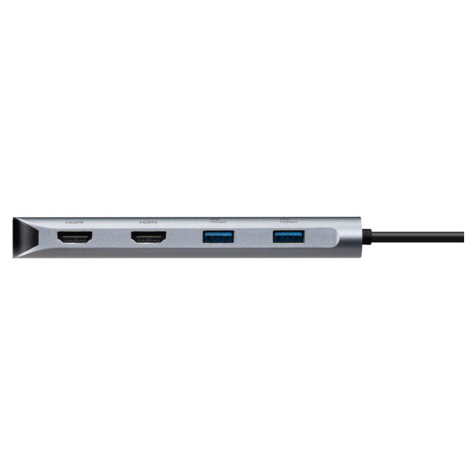 Targus DOCK427GL Docking Station USB-C Dual HDMI 4K 140W 10 Gbit-s 2x USB 3.2 Gen 2 Type-C 2x Type-A 1Gbps Ethernet colore Grigio