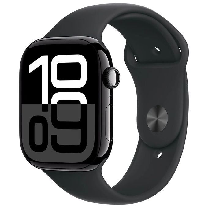 Apple Watch 10 46mm GPS Cassa in alluminio Jet Black con Cinturino Sport nero - M-L