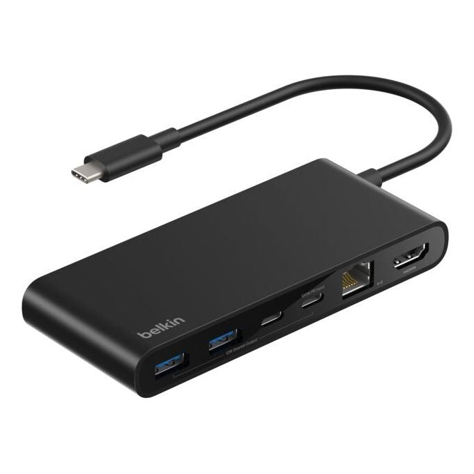Belkin INC024HQBK Hub di Interfaccia USB-C 8 Porte HDMI Ethernet Lettore MicroSD SD 10000 Mbit-s 100W USB Power Delivery colore Nero