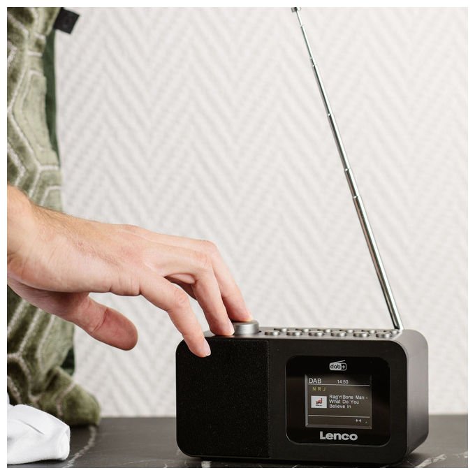 Lenco A005696 CR-625BK Radio Portatile con Sintonizzatore DAB+ FM Display LCD Alimentazione AC 3 W colore Nero