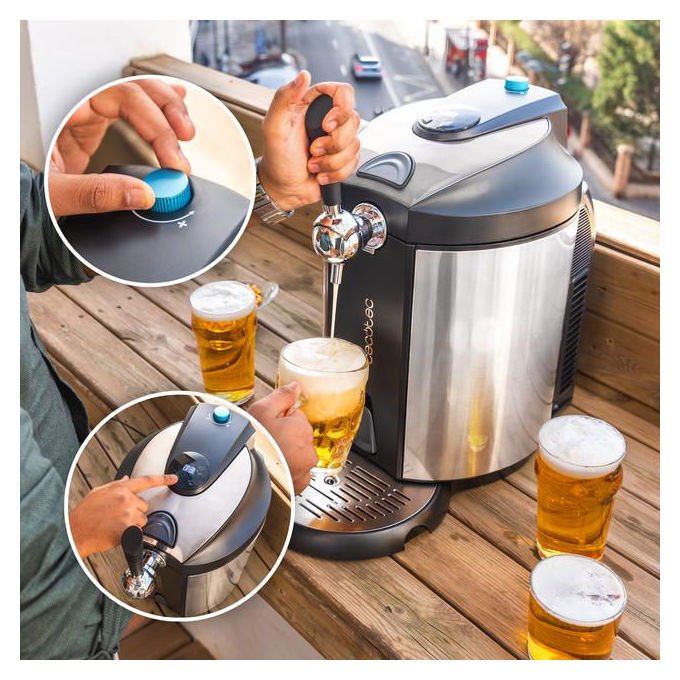 Cecotec BEERFLOW STEEL 5000 Dispensatore di Birra Acciaio Inossidabile 5 L 65 W 2°C - 12°C colore Acciaio