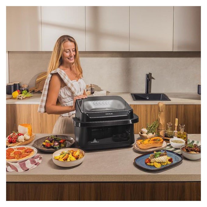 Cecotec A01_EU01_117404 Cecofry Advance 10000 Full Vision Friggitrice ad aria 10 L 2200 W 12 programmi Touchscreen a colori finestra visuale doppia colore Nero