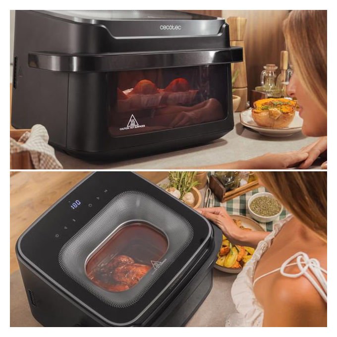 Cecotec A01_EU01_117404 Cecofry Advance 10000 Full Vision Friggitrice ad aria 10 L 2200 W 12 programmi Touchscreen a colori finestra visuale doppia colore Nero