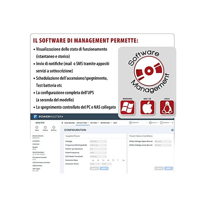 Atlantis A03-OP1002 UPS OnLine Gruppo di Continuita' Server Doppia conversione Onda Sinusoidale Pura 1000VA 900W, Tower, display LCD, USB, seriale RS-232, 4 uscite IEC, porta EPO, slot SNMP, 2x12V-9Ah