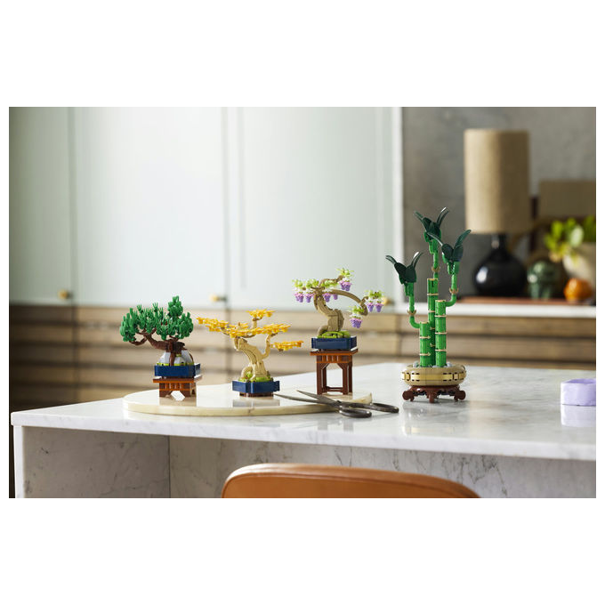 Lego 10373 Botanicals Mini Bonsai Set da Costruzione 3 Piante Artificiali con Foglie Intercambiabili e 2 Espositori colore Multicolore