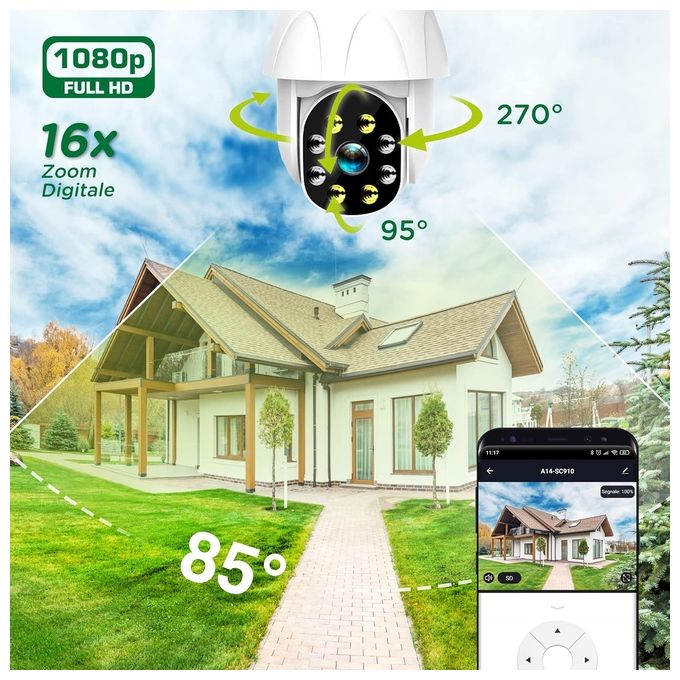Atlantis Videocamera Wi-Fi Motorizzata da Esterno 2Mp Full Hd 1920z1080p 25fps