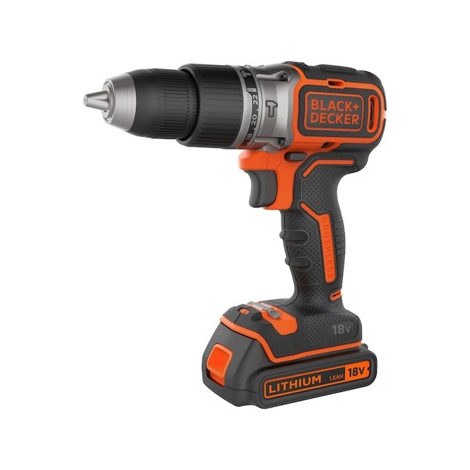 Black+decker BLD783N-XJ Trapano Avvitatore a Percussione Brushless 18V 2 Velocita' Mandrino 13mm LED Nero-arancione