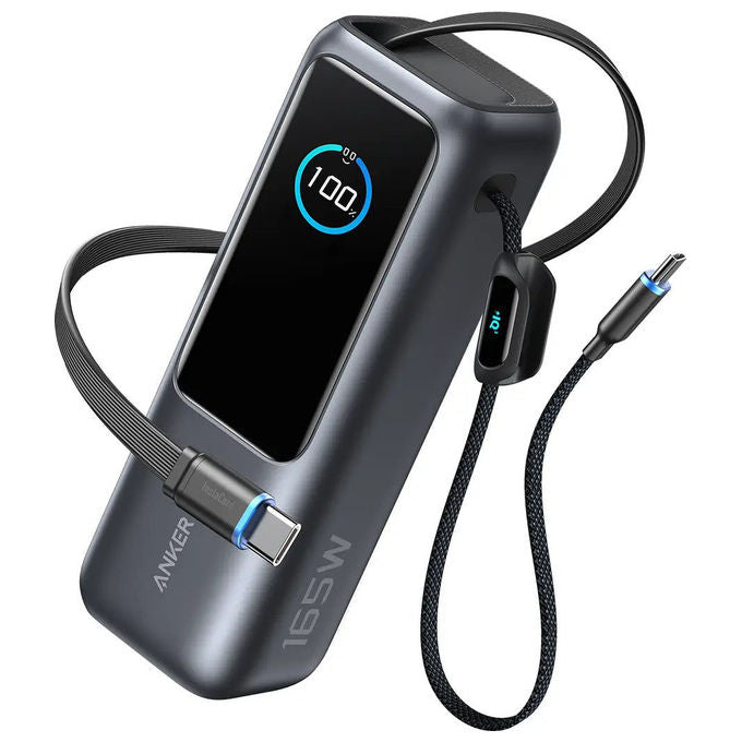 Anker A1695H11 Power Bank Portatile 25000 mAh 165 W con 3 Porte USB-C e Cavi Integrati colore Nero