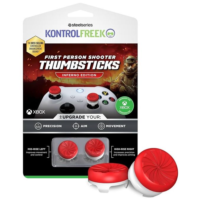 Steelseries 6150-XBX FPS Freek Inferno Gommini per Controller Xbox Rialzi Analogici Alti e Medi per Xbox Series X S e Xbox One Rosso colore Rosso
