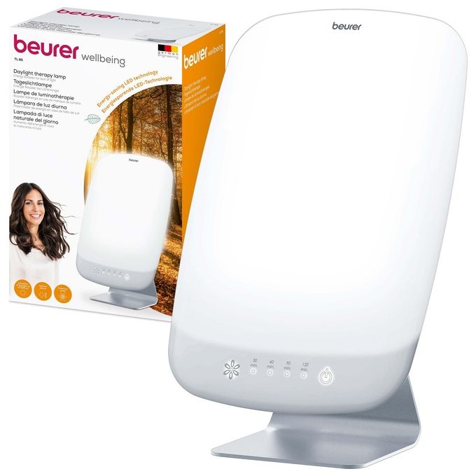 Beurer TL95 Lampada per Terapia della Luce 14000 Lux 6 Livelli di Luminosita' Tecnologia LED SunLike colore Bianco-Alluminio