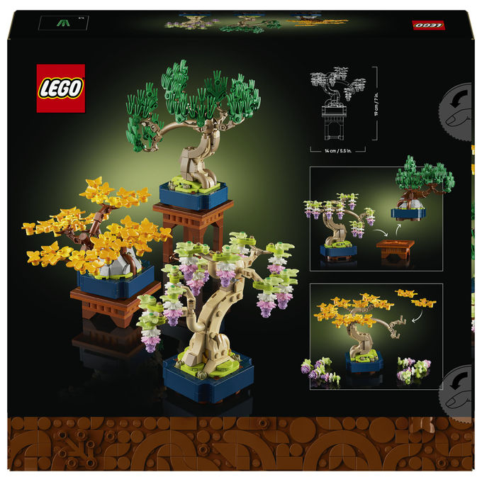 Lego 10373 Botanicals Mini Bonsai Set da Costruzione 3 Piante Artificiali con Foglie Intercambiabili e 2 Espositori colore Multicolore