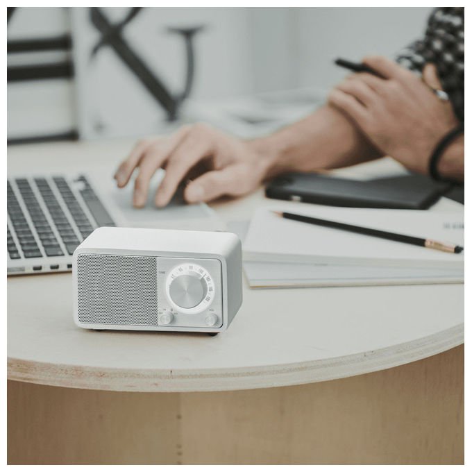 Sangean WR-7 Genuine Mini Radio portatile Bluetooth FM batteria ricaricabile 36 ore colore bianco opaco