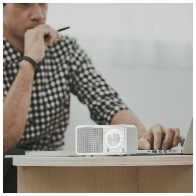 Sangean WR-7 Genuine Mini Radio portatile Bluetooth FM batteria ricaricabile 36 ore colore bianco opaco