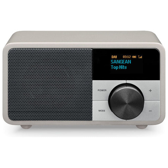 Sangean DDR-7 Serie Mini Radio da Tavolo DAB+ FM Bluetooth Potenza 2 W Batteria 2600 mAh Autonomia 18 ore Materiale Legno colore Argento