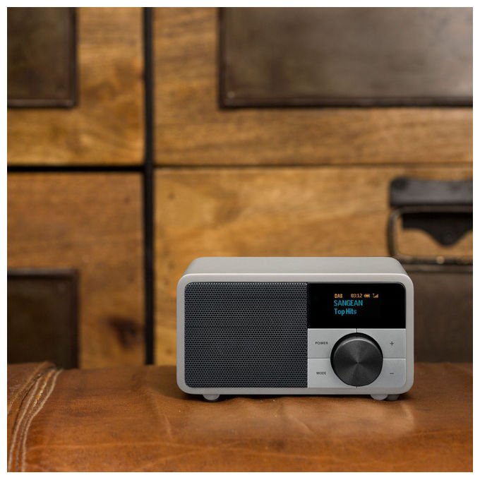 Sangean DDR-7 Serie Mini Radio da Tavolo DAB+ FM Bluetooth Potenza 2 W Batteria 2600 mAh Autonomia 18 ore Materiale Legno colore Argento