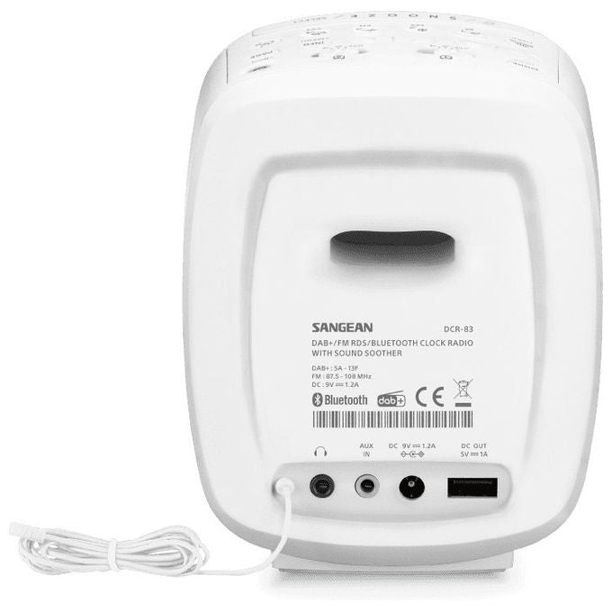 Sangean DCR-83 Radio da tavolo DAB+ FM Bluetooth USB con Altoparlante 2.1 canali e Funzione Sveglia colore Bianco