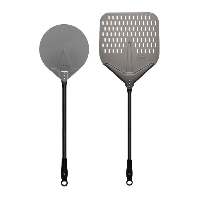 Alfa AC-SETPALE-M Set Pale per Pizza con Pala 30 cm Palino 23 cm Spazzola Sistema Modulare Vite colore Nero