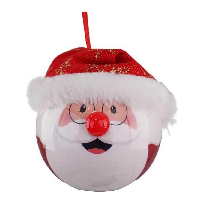 Kaemingk 488421 Pallina di Natale luminosa con decorazione Babbo Natale 8 cm colore Rosso