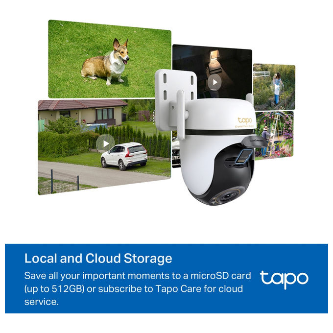 TP-Link TAPO C530WS Telecamera di Sicurezza IP Esterna con Risoluzione 3K 5MP Angolo di Visione 360° Audio Bidirezionale e Visione Notturna a Colori colore Bianco