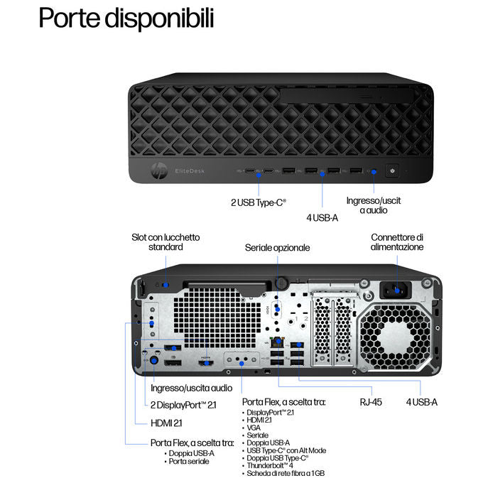 HP E07L7AT EliteDesk 8 SFF G1i PC Intel Core Ultra 7 265 32 GB DDR5 1 TB SSD colore Jack black
