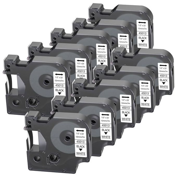 GandG BB-D-G-45013-10 Set di 10 nastri compatibili con DYMO 45013 12 mm 7 m colore Bianco