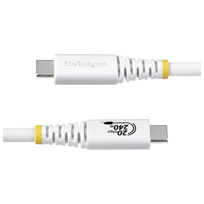 StarTech.com CC2M20GUSB4TPW Cavo USB4 2m 20 Gbps PD 240W DP 1.4 4K 120Hz USB-C Maschio a Maschio colore Bianco