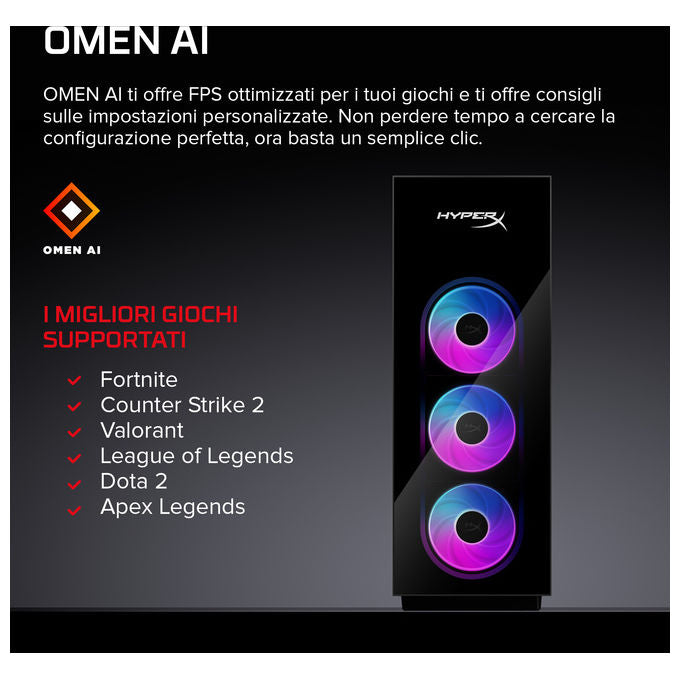 HP E4EU1EA OMEN MAX 45L PC Desktop Intel Core Ultra 7 32 GB DDR5 6800 MHz NVIDIA GeForce RTX 5090 32 GB GDDR7 Windows 11 Home colore Nero