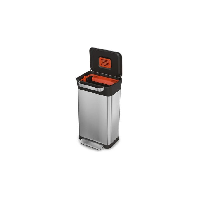 Joseph Joseph 5028420300307 Titan Cestino per rifiuti 30 L con sistema di compattazione e filtro per odori colore Argentato