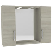 MOBILI SAVINI DUE DOPPIO SPECCHIERA DA BAGNO PENSILE 77x16x57 cm con illuminazione LED rovere grigio
