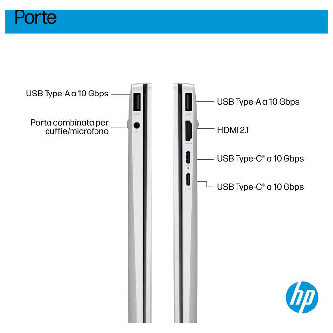 HP D47KTEA OmniBook 7 Aero Laptop Next Gen AI 13-bg1002nl Processore AMD Ryzen AI 7 350 RAM 32 GB SSD 1 TB Schermo 13.3'' 2K 1920 x 1200 Pixel Windows 11 Home colore Argento